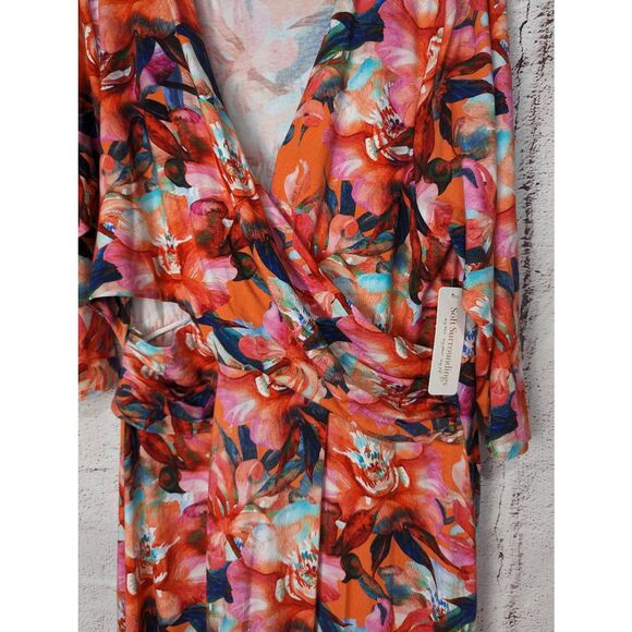 Soft Surrounding Dress Floral Jardin Faux Wrap Maxi‎ 3/4 Sleeve Plus size 3X NWT - Picture 3 of 11